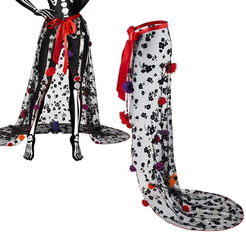 7989 Halloween Day of Dead Costume Halloween Mexican Flower Skirt Gothic